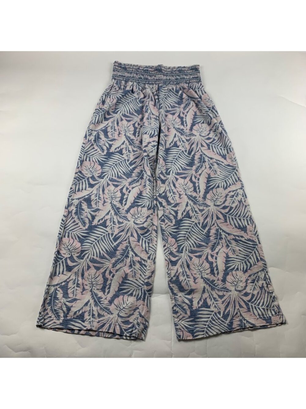 DAHUI Hawaii Linen Blend Pastel Palm Print Wide Leg Lounge Pant XL